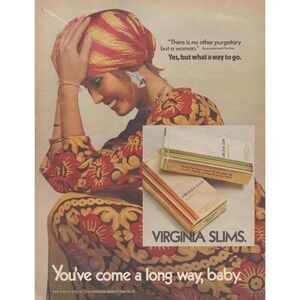 1971 Vintage Print Ad Virginia Slims You've Come a Long Way Baby Cigarettes Boho